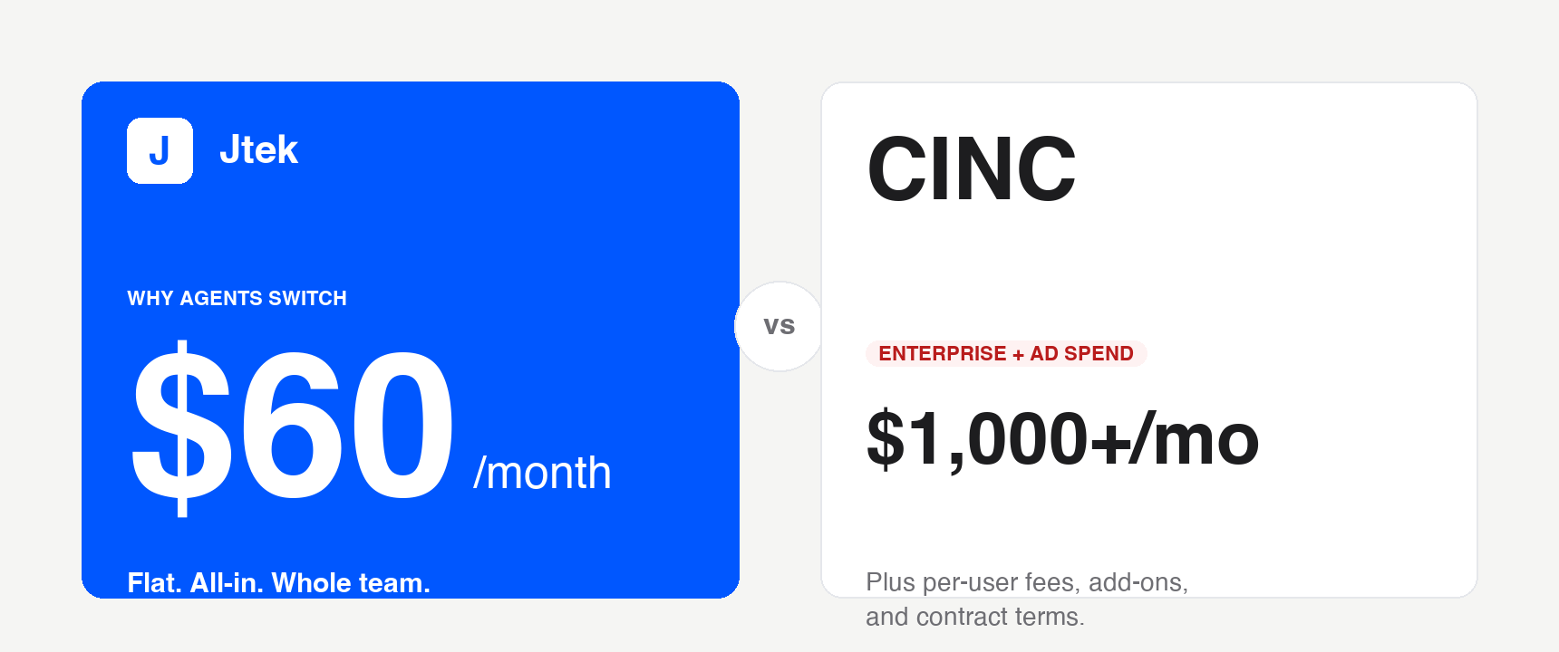 Jtek vs CINC comparison banner